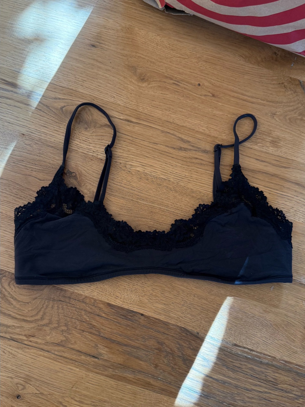 SKIMS Black Lace-Trim Bralette